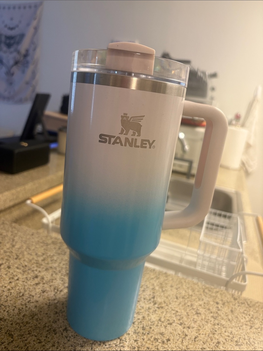 Stanley Pink-to-Blue Ombre Travel Tumbler with Handle